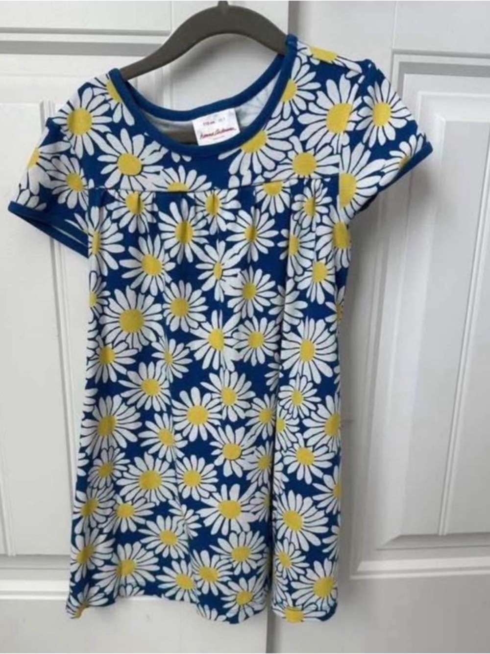 Hanna Anderson Blue Daisy Print Dress with Yellow Centers